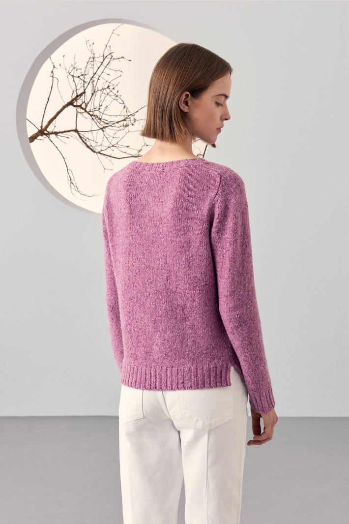 Boat Neck Fantasy Yarn Sweater