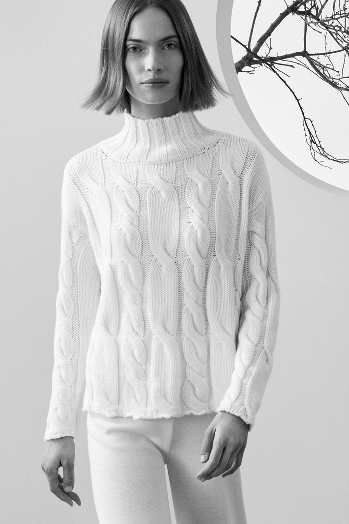 Cable-knit Crater Neck Sweater