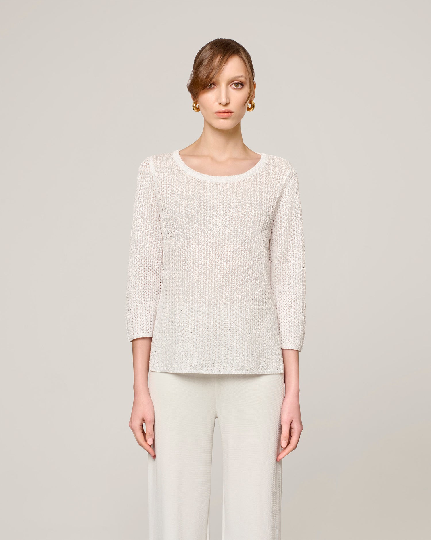 Maglia punto rete con paillettes